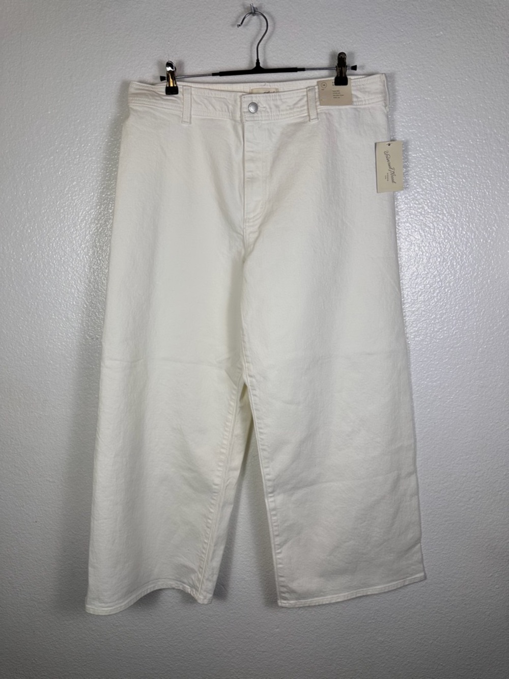 Universal Thread Women's White Sailor Wide-Leg Stretch Denim Pants Size 16